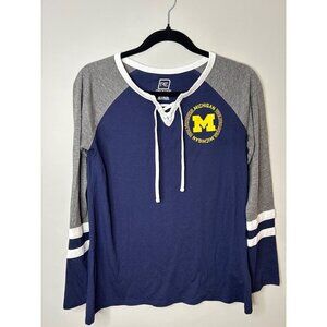 Michigan lace up raglan tee womens sz small